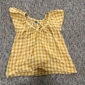 Yellow Plaid Flutter Sleeve Top